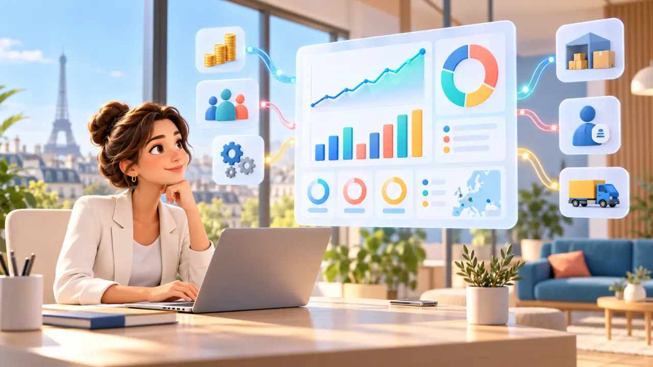 Tableau de bord présentant les indicateurs d'un bilan stratégique